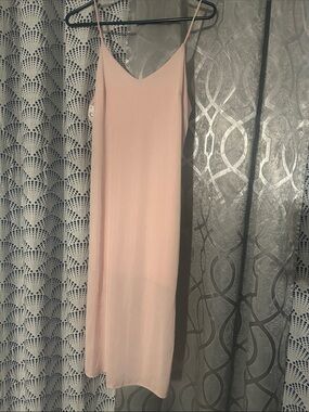 Slip Midi Dress in Light Pink - Elegant Women's Dress Sz M
